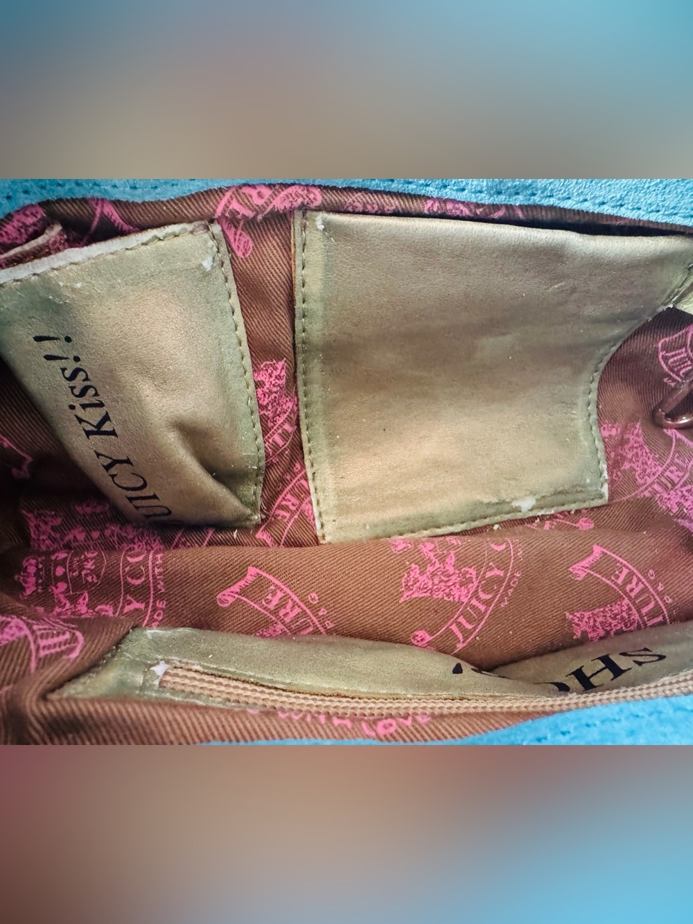 Rare Juicy Couture Y2K Teal Velour Rhinestone Darling Couture Shoulder Bag - Picture 11 of 12